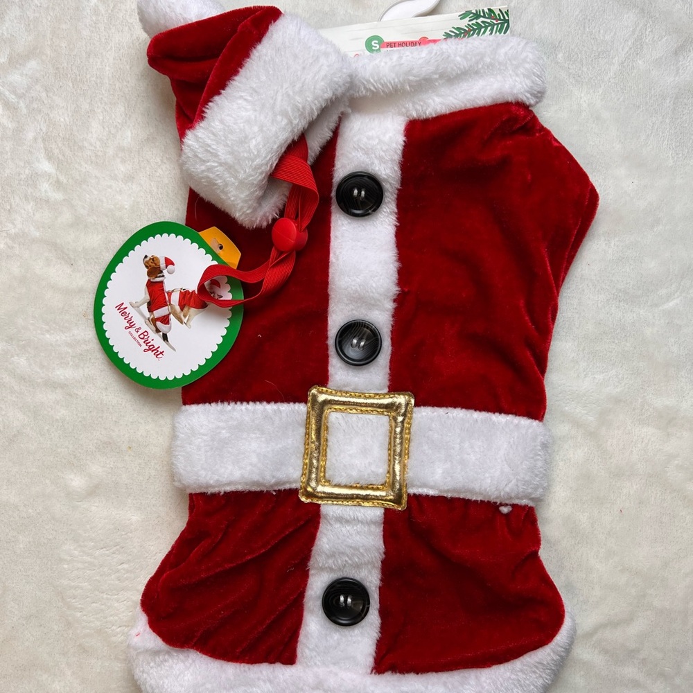 Merry and Bright Santa Dog Costume Vest and Hat
